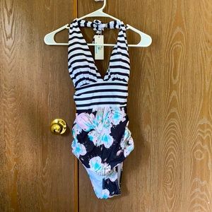Beachsissi stripe/print one piece swimsuit size sm